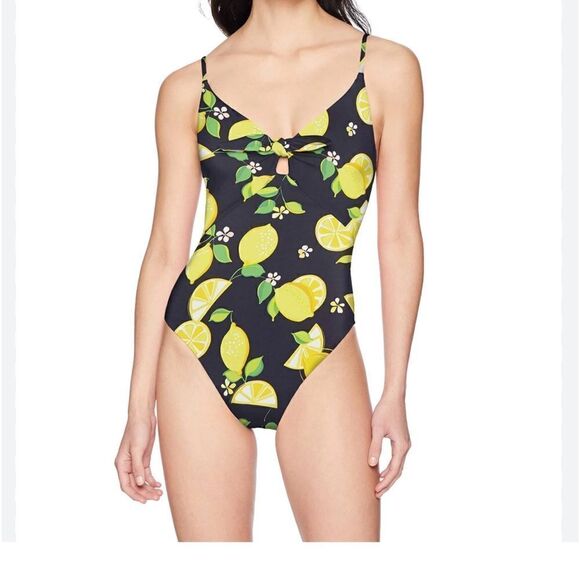 Trina Turk Womens navy blue lemon one piece bathing suit womens 6 NWT - Picture 1 of 8